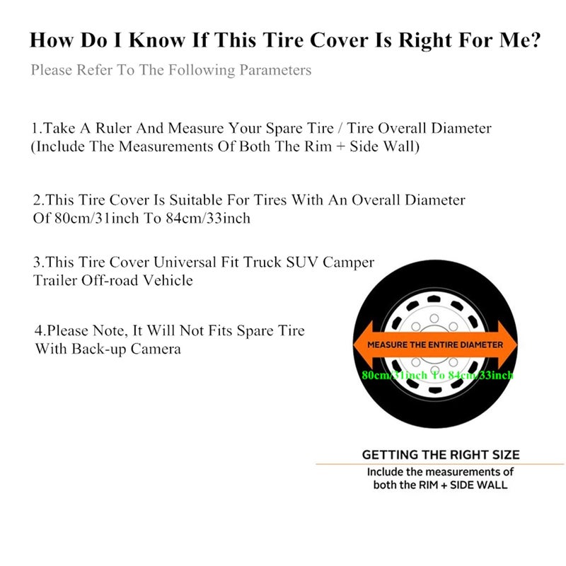 YOCTM غطاء عجلة احتياطي سميك من الجلد YOCTM لجيب رانجلر JK JL JT TJ سahara Rubicon Hummer FJ يناسب إطارات 31-33 بوصة طباعة بيضاء "حياة واحدة عيشها" (يناسب: 265/75R16، 255/75R17) - Image 2